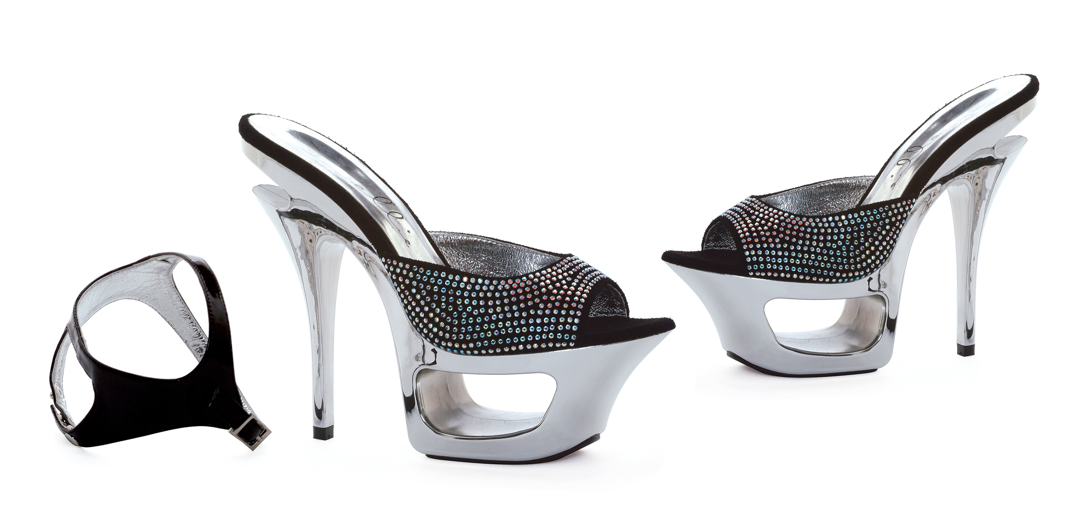 Xena - 6 Inch Detachable Strap Rhinestone Mule